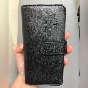 Harley-Davidson Black Leather Clutch Wallet